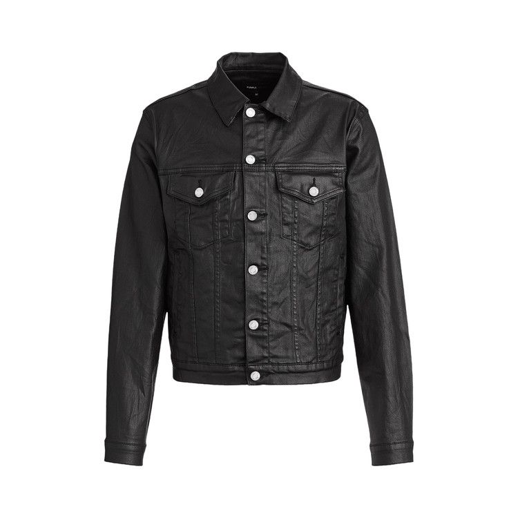 PURPLE BRAND Creased Film Trucker Jacket 'Black'