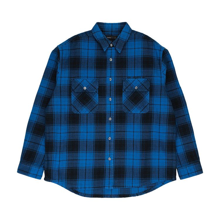 PURPLE BRAND Plaid Flannel Long-Sleeve Shirt 'Blue'