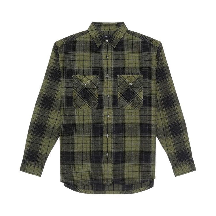 PURPLE BRAND Plaid Flannel Long-Sleeve Shirt 'Green'