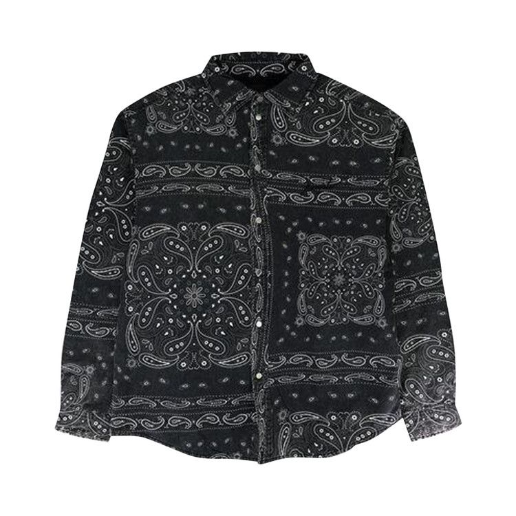 PURPLE BRAND Bandana Print Long-Sleeve Shirt 'Black'