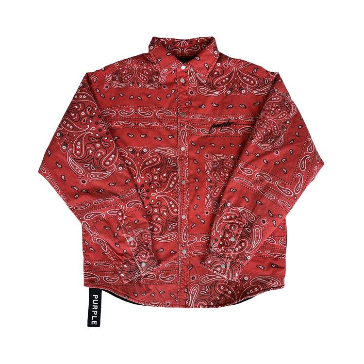 PURPLE BRAND Padded Quilt Lined Bandana Shirt 'Red'