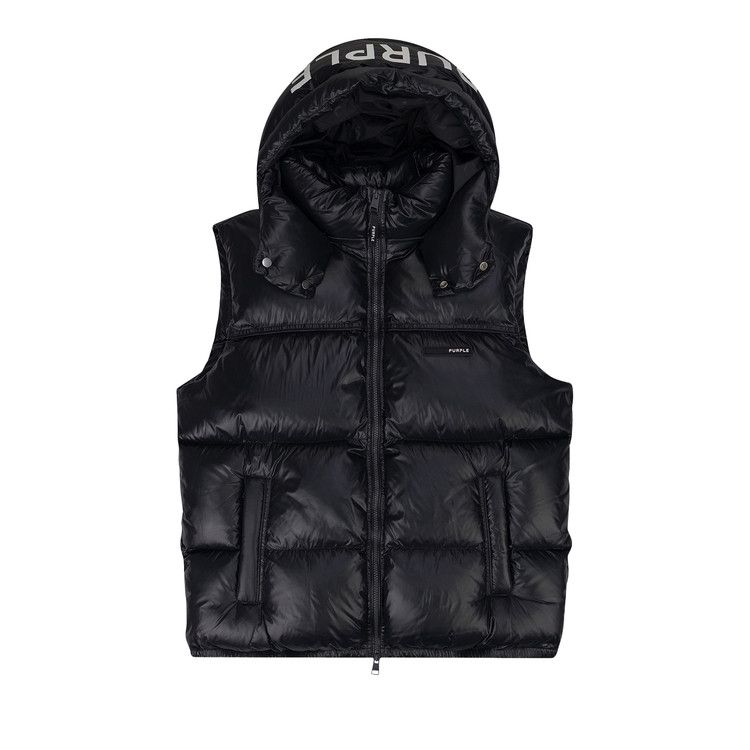 PURPLE BRAND Nylon Snap Off Hood Puffer Vest 'Jet Black'