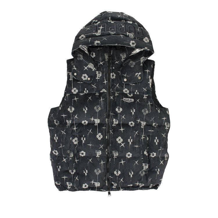 PURPLE BRAND Printed Corduroy AOP Puffer Jacket 'Black'