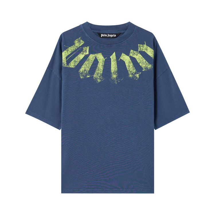 Palm Angels Big Neck Logo Loose Tee 'Navy/Blue/Lime'