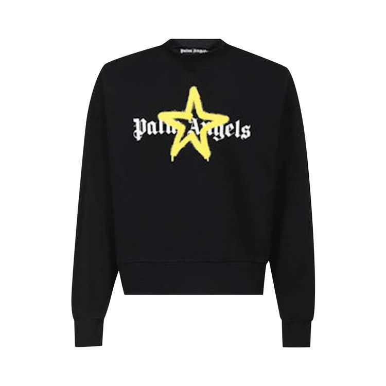 Palm Angels Spray Star Logo Sweatshirt 'Black/Yellow'
