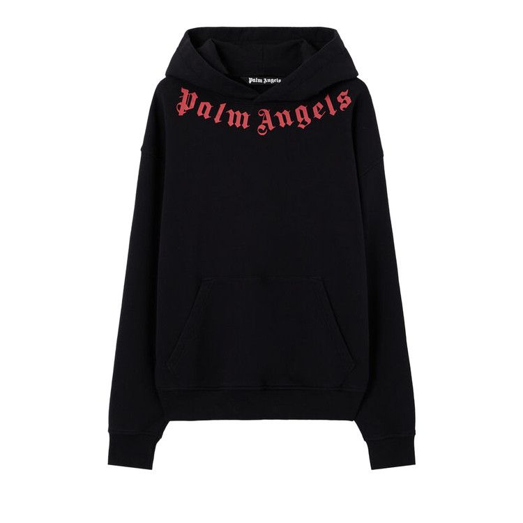 Palm Angels Neck Logo Regular Hoodie 'Black/Red'