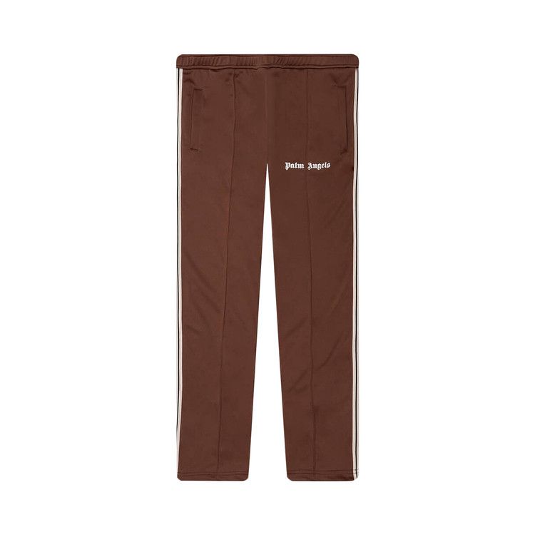 Palm Angels Thin Waist Slim Track Pants 'Brown/Off White'