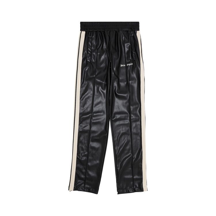 Palm Angels Leather Effect Track Pants 'Black/Off White'