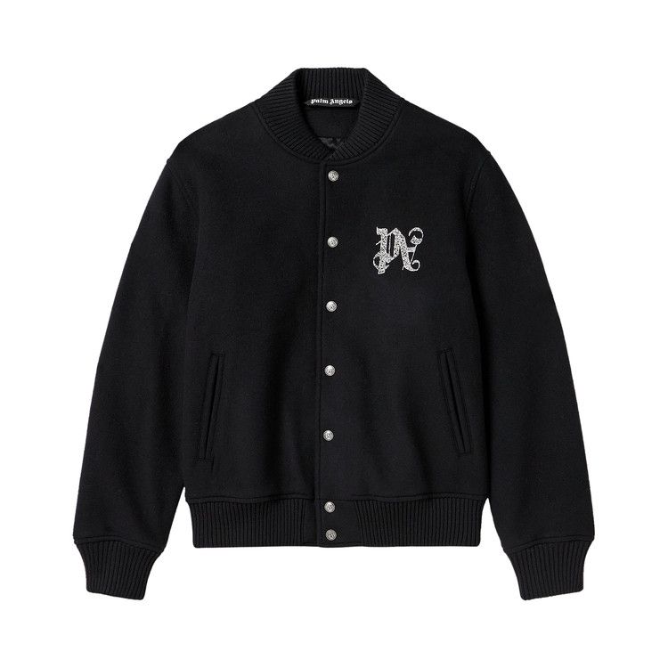Palm Angels Monogram Varsity Jacket 'Black/Off White'