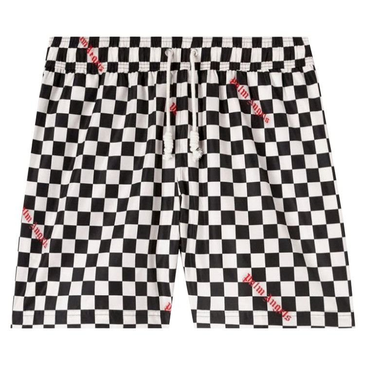 Palm Angels Damier Print Swim Short 'Black/Red'