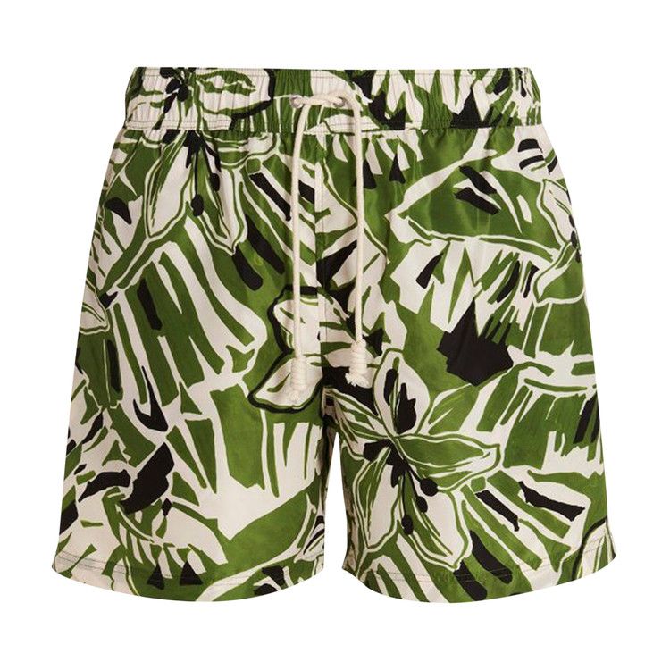 Palm Angels Floral Print Drawstring Swim Shorts 'Green/White'