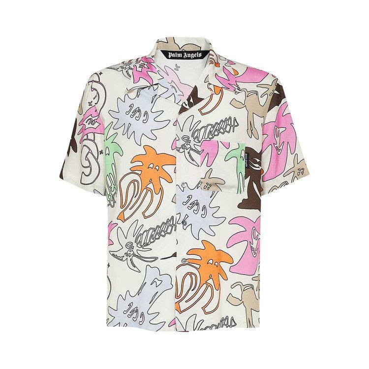 Palm Angels Palmity Allover Bowling Shirt 'Butter/Multicolor'