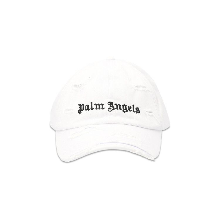 Palm Angels Ripped Logo Cap 'White/Black'