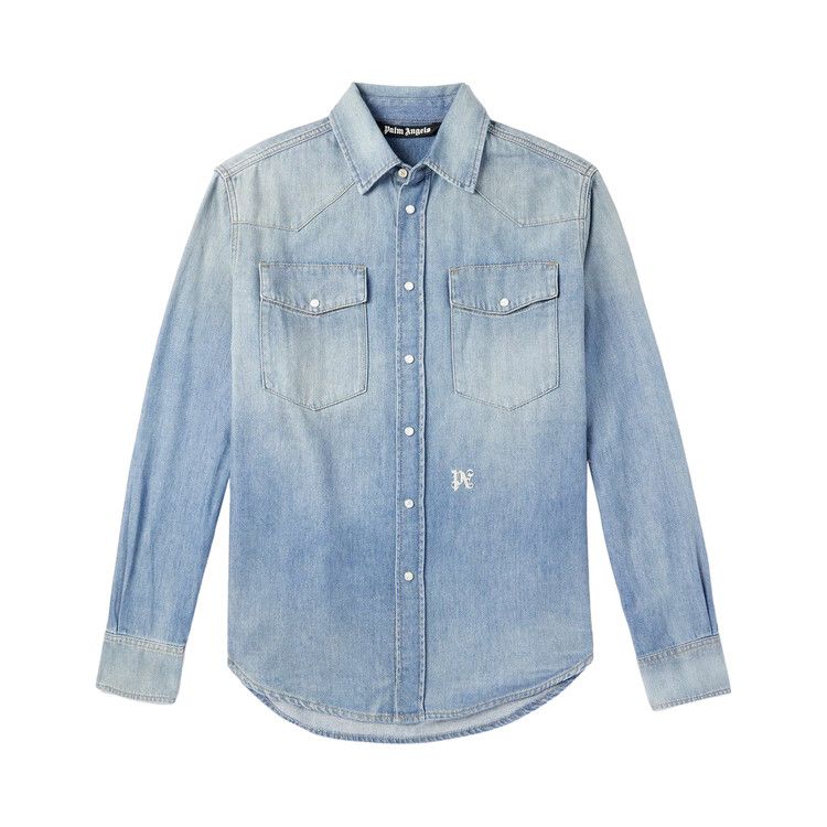 Palm Angels Monogram Denim Shirt 'Light Blue'