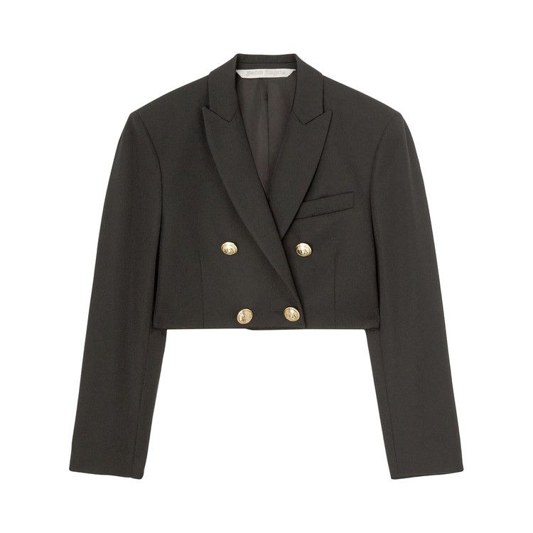 Palm Angels Cropped Boyfriend Blazer 'Black/Gold'