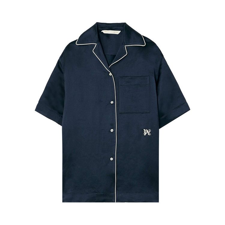 Palm Angels Monogram Satin Bowling Shirt 'Black'