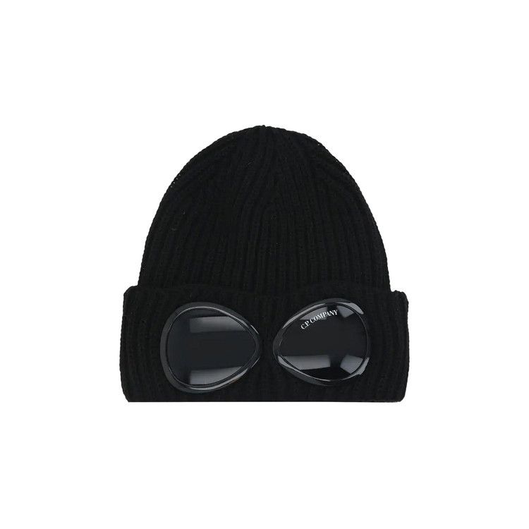 C.P. Company Extra Fine Merino Wool Goggle Beanie 'Black'