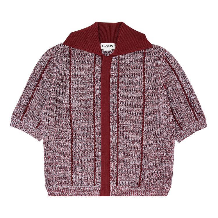 Lanvin Lace Knit Button Up Polo 'Red/Multicolor'