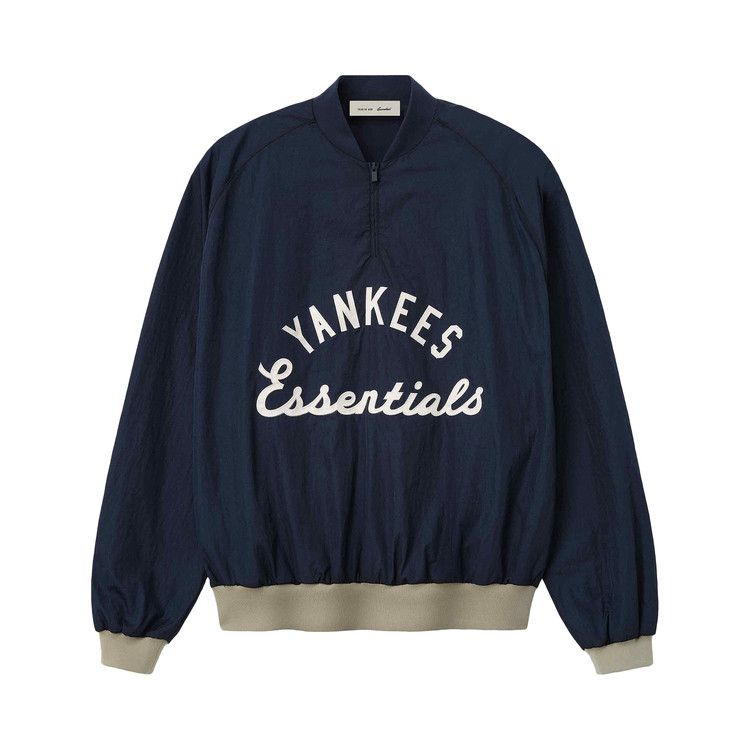 Fear of God Essentials Yankees Half Zip Pullover 'Dark Sapphire/ Overland Rib'