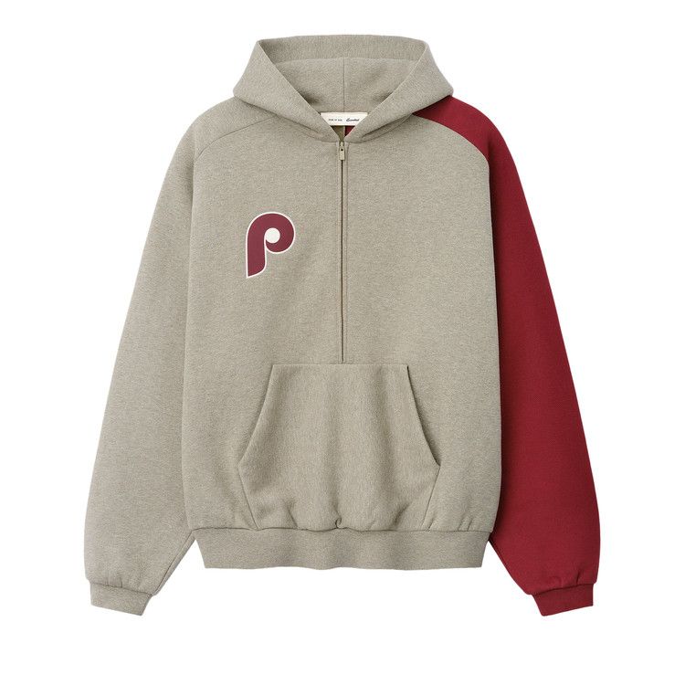 Fear of God Essentials Phillies Raglan Half Zip Sport Hoodie 'Seal Heather/ Cabernet'