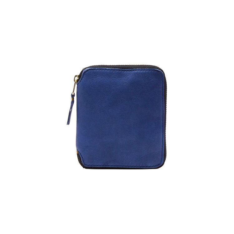 Comme des Garçons Wallet Washed Full Zip Around Wallet 'Navy'