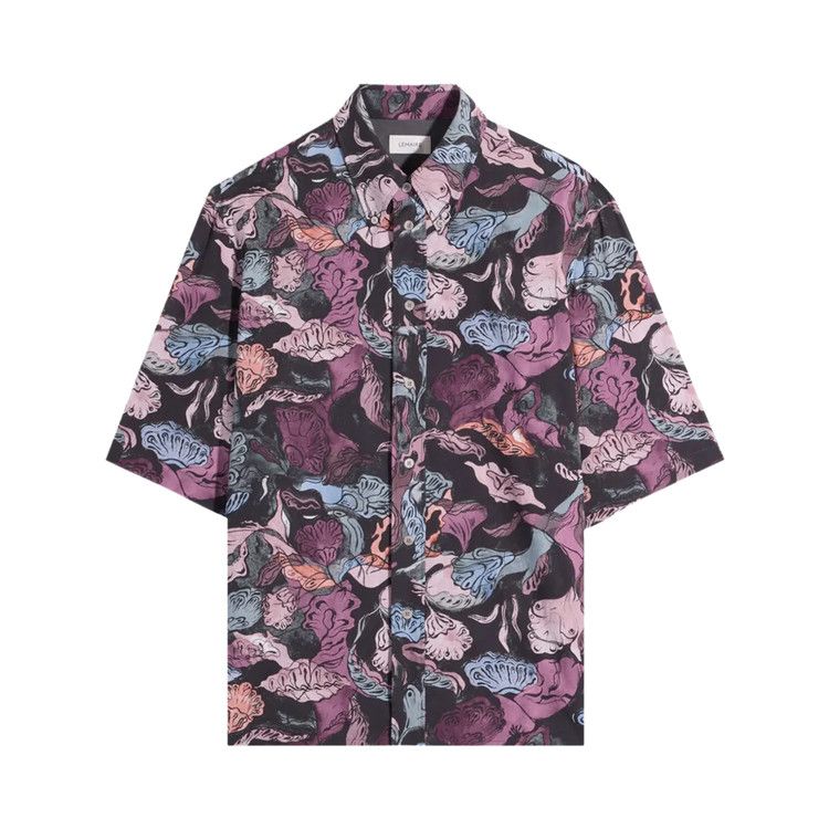 Lemaire Short-Sleeve Shirt 'Black/Plum'