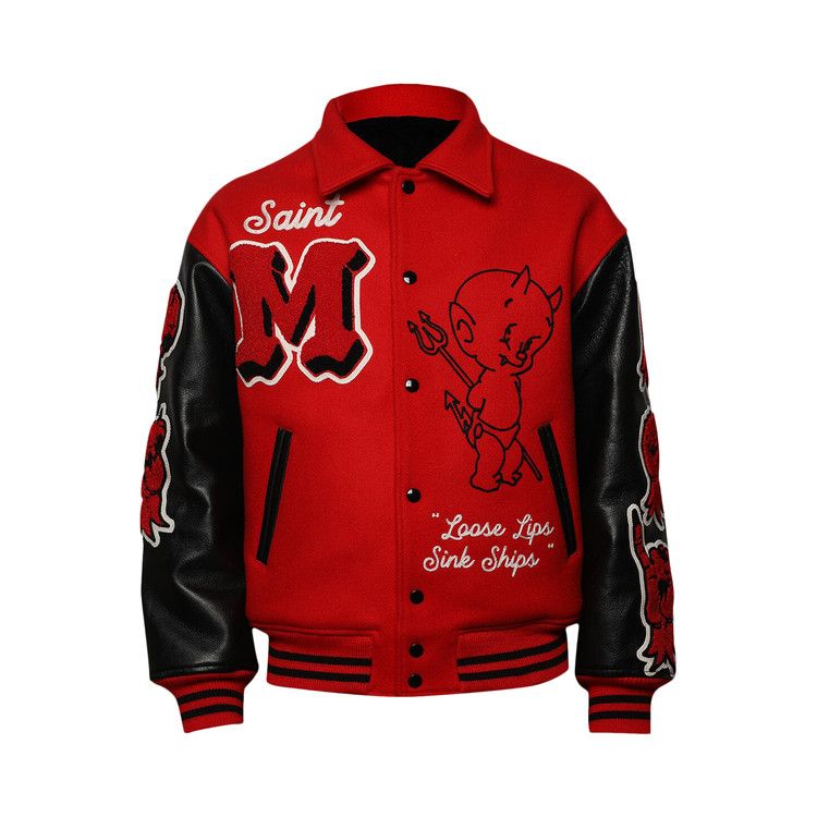 SAINT Mxxxxxx Devil Varsity Jacket 'Red'