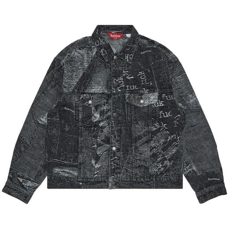 Supreme Archive Denim Jacquard Trucker Jacket 'Black'