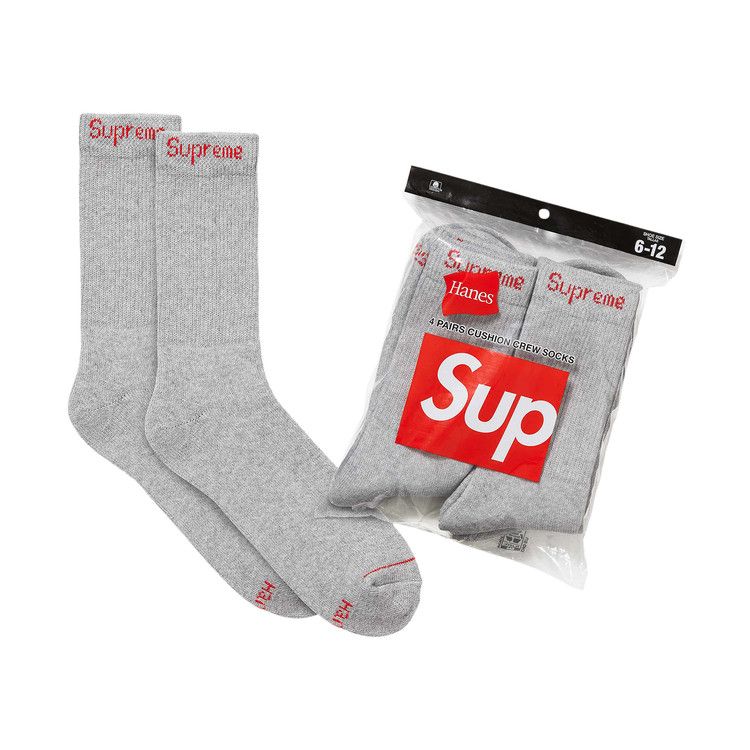 Supreme x Hanes Crew Socks (4 Pack) 'Heather Grey'