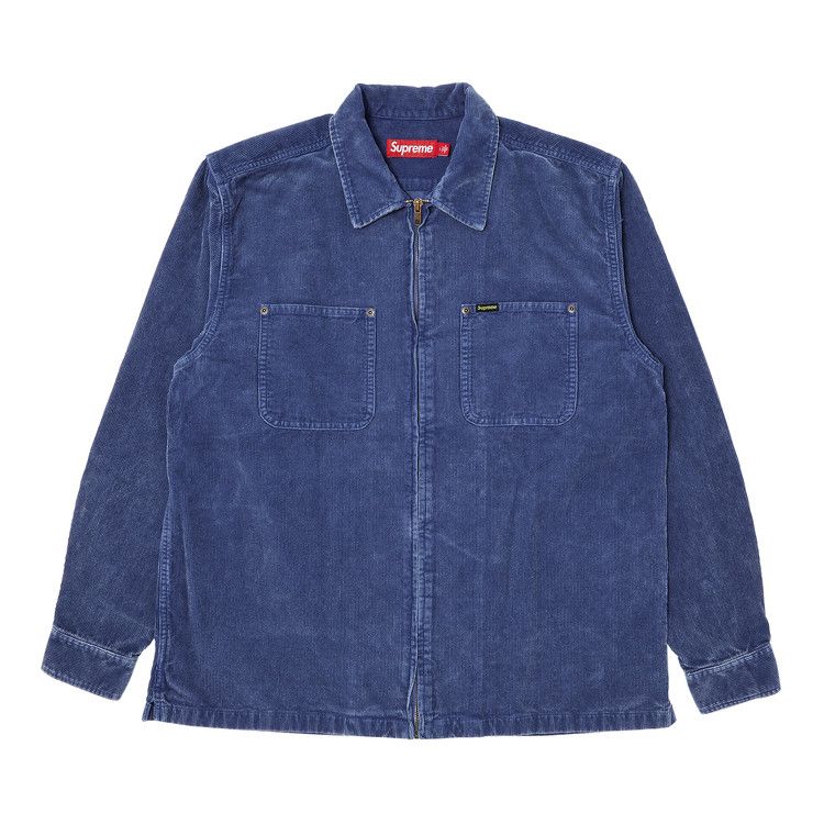Supreme Washed Corduroy Zip Up Shirt 'Blue'