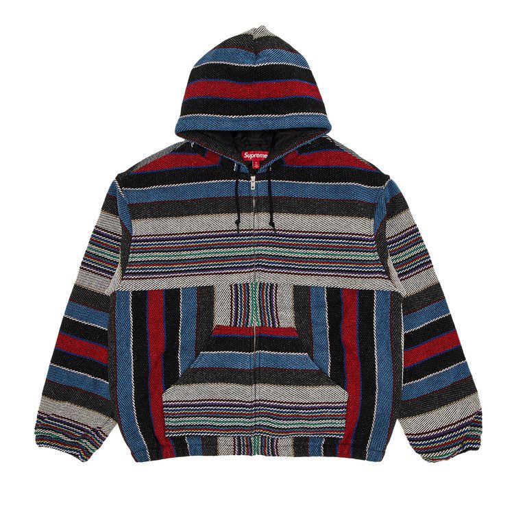 Supreme Woven Stripe Hooded Jacket 'Black'