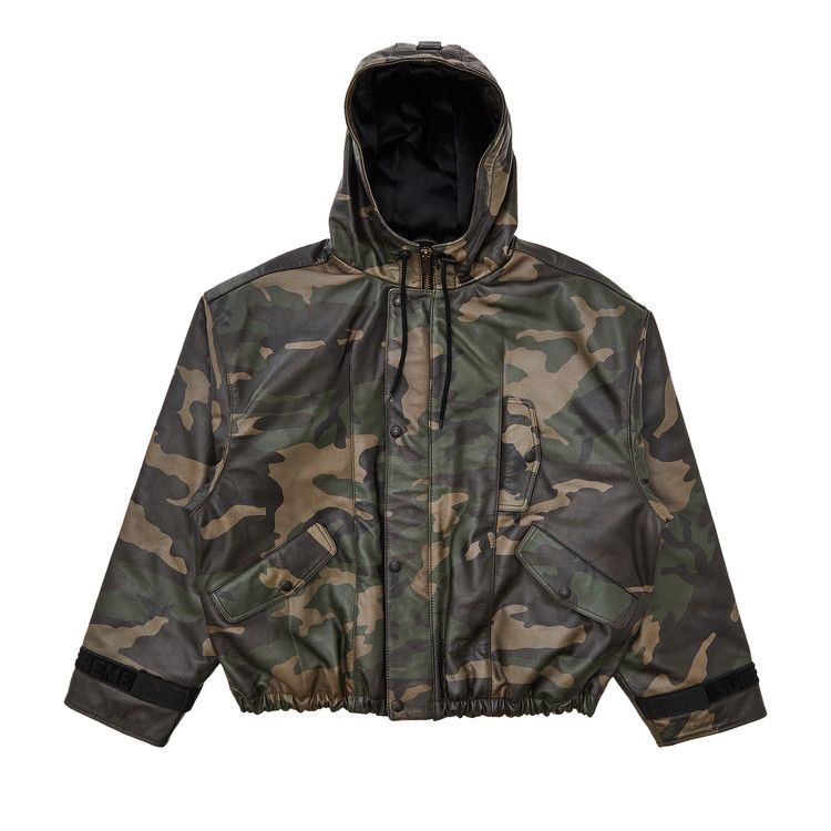Supreme x Martithé + François Girbaud Hooded Leather Flight Bomber Jacket 'Woodland Camo'