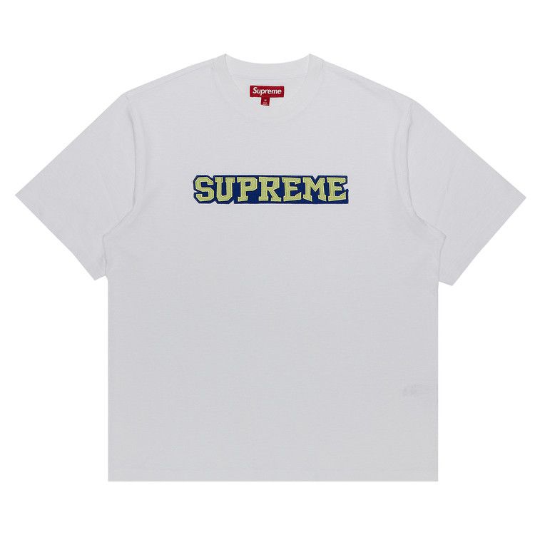 Supreme Satin Appliqué Short-Sleeve Top 'White'