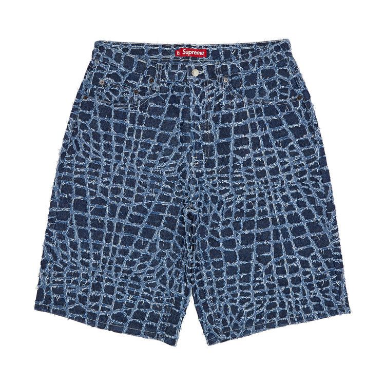 Supreme Frayed Croc Baggy Denim Short 'Indigo'