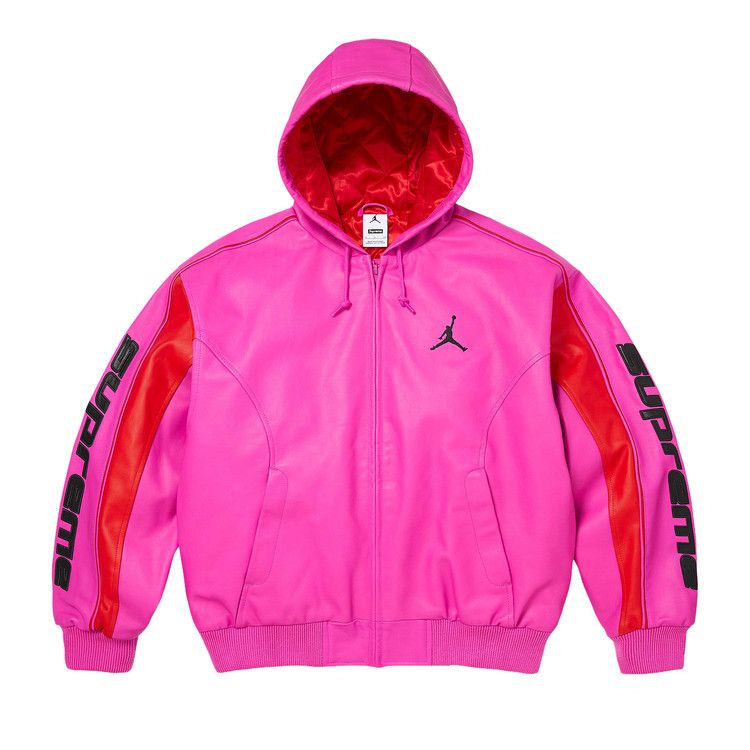 Supreme x Jordan Hooded Leather Jacket 'Pink'
