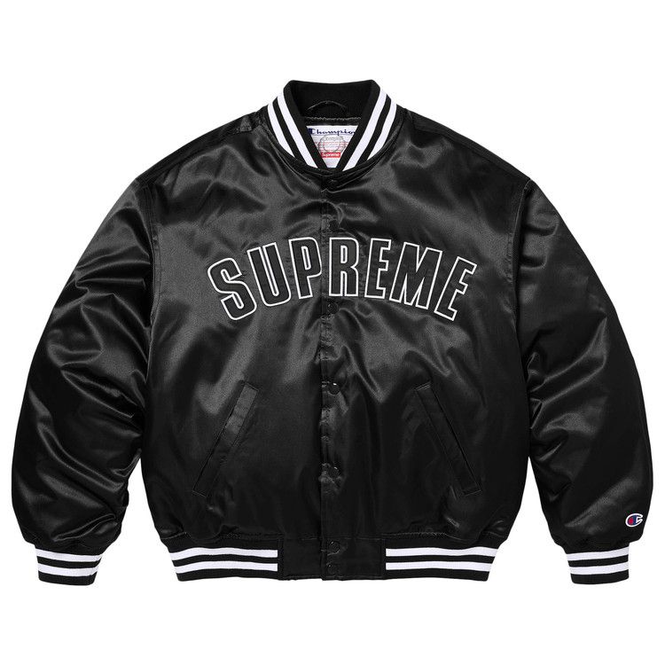 Supreme x Champion Satin Varsity Jacket 'Black'