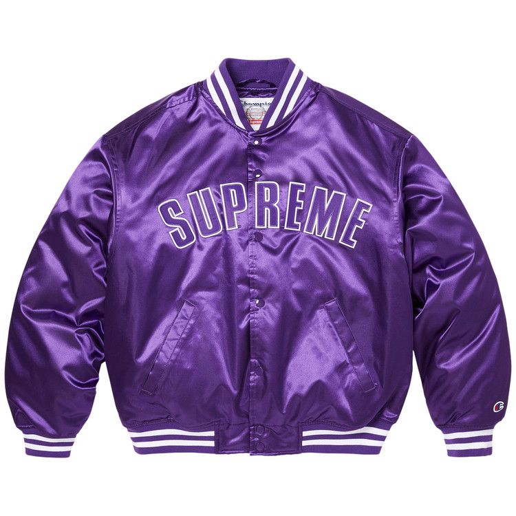 Supreme x Champion Satin Varsity Jacket 'Purple'
