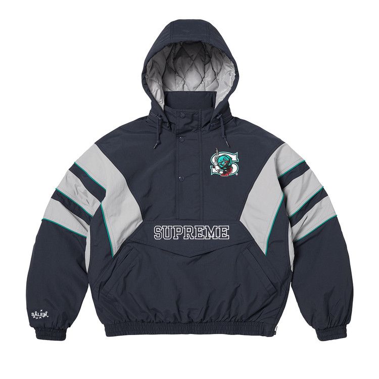 Supreme x Salem Half Zip Stadium Jacket 'Navy'