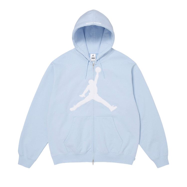 Supreme x Jordan Zip Up Hooded Sweatshirt 'Light Blue'