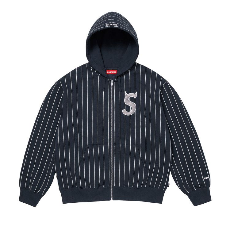 Supreme Devil S Logo Zip Up Hooded Sweatshirt 'Stripe'