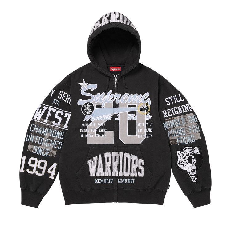 Supreme Warriors Appliqué Zip Up Hooded Sweatshirt 'Black'