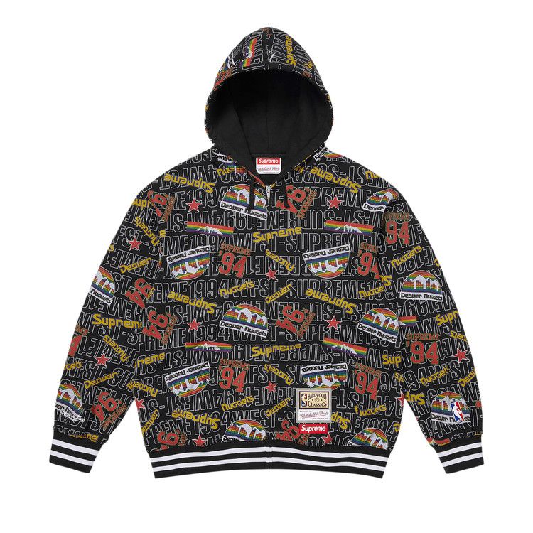 Supreme x Mitchell & Ness Teams Zip Up Hooded Sweatshirt 'Black'
