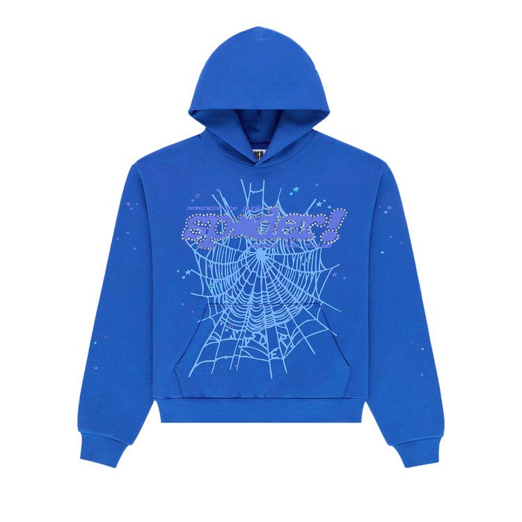 Sp5der Rhinestone Punk V2 Hoodie 'Blue'
