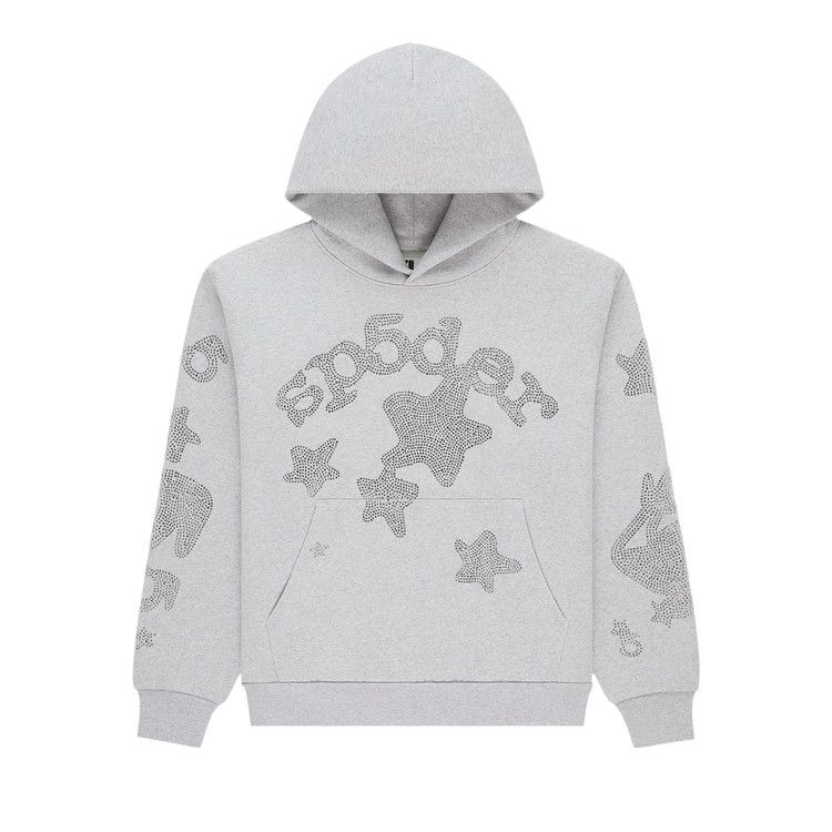 Sp5der Rhinestone Beluga Hoodie 'Heather Grey'
