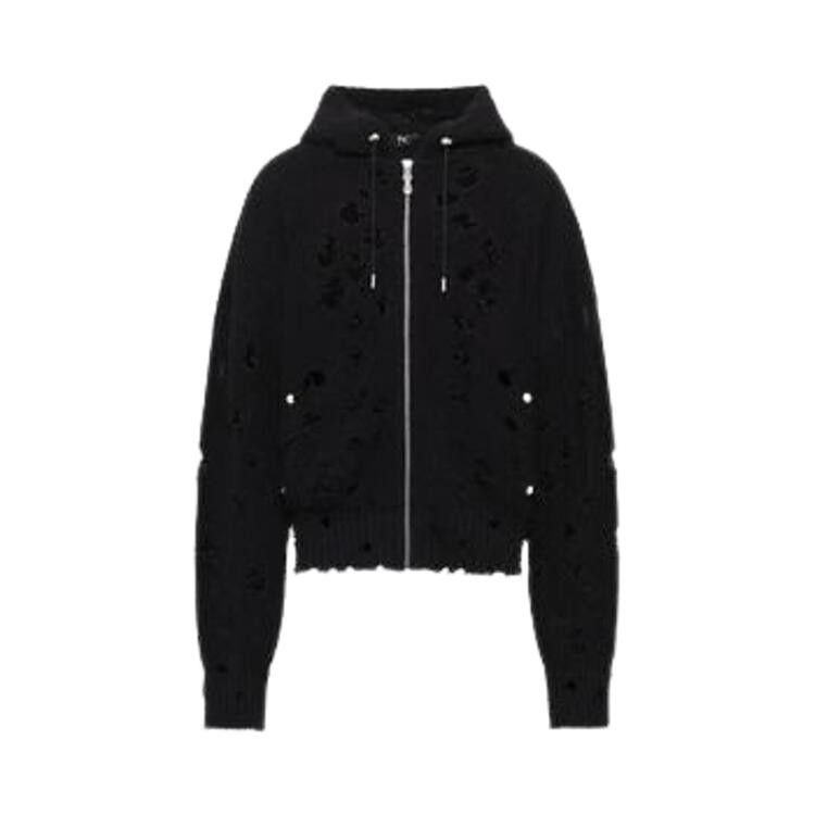 Thug Club Destroyed Knit Zip-Up Hoodie 'Black'