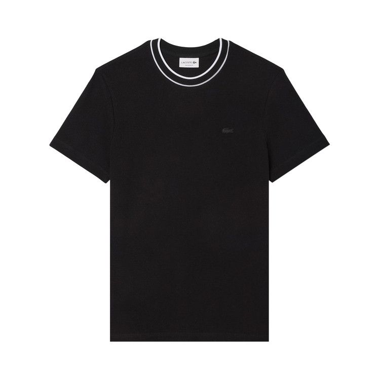 Lacoste Stretch Piqué Stripe Collar T-Shirt 'Black'