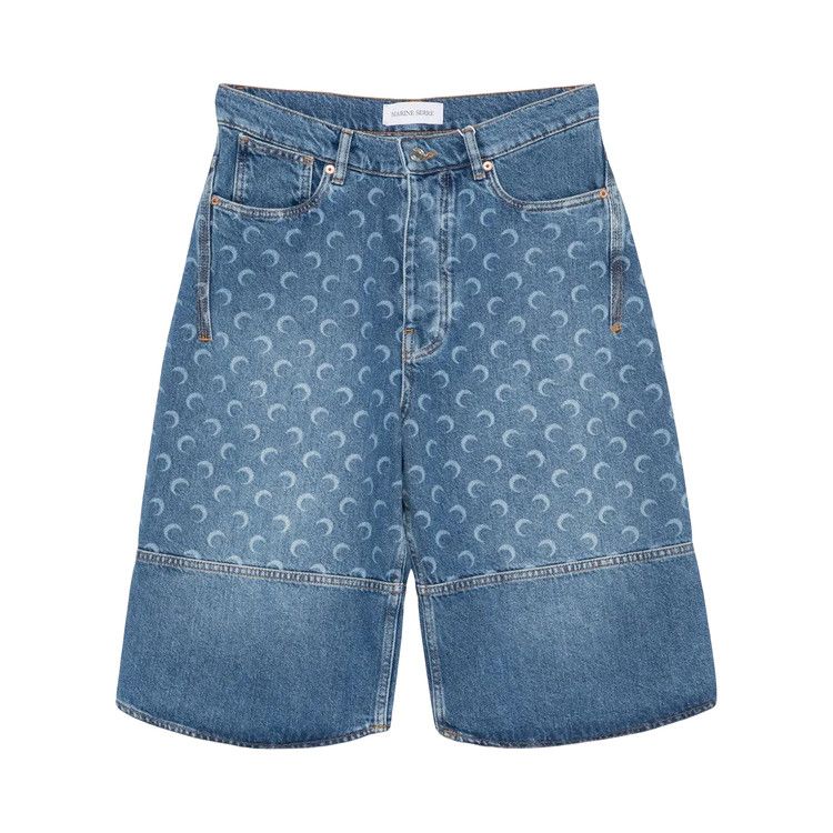 Marine Serre Denim Bermuda 'Light Blue'