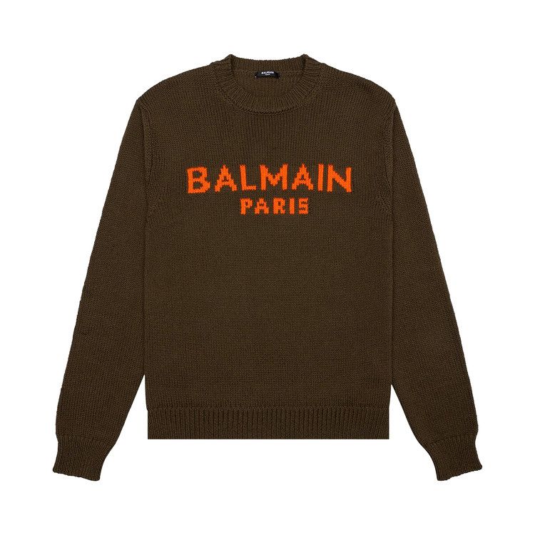 Balmain Merino Pullover 'Kaki/Orange'