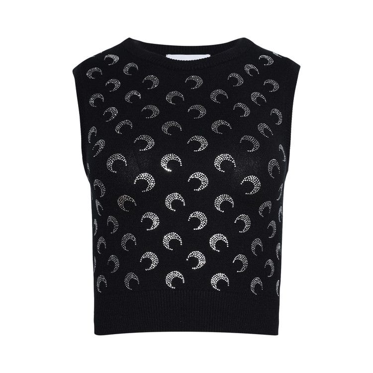 Marine Serre Moon Strass Knit Vest 'Black'