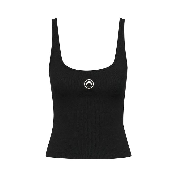 Marine Serre Moon Logo Ribbed Crop Tank Top 'Black'